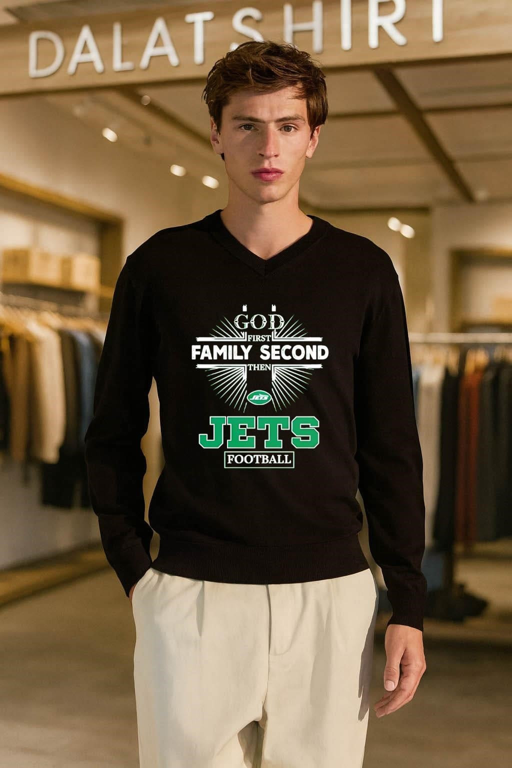 God First Family Second Then Jets Logo Football shirt