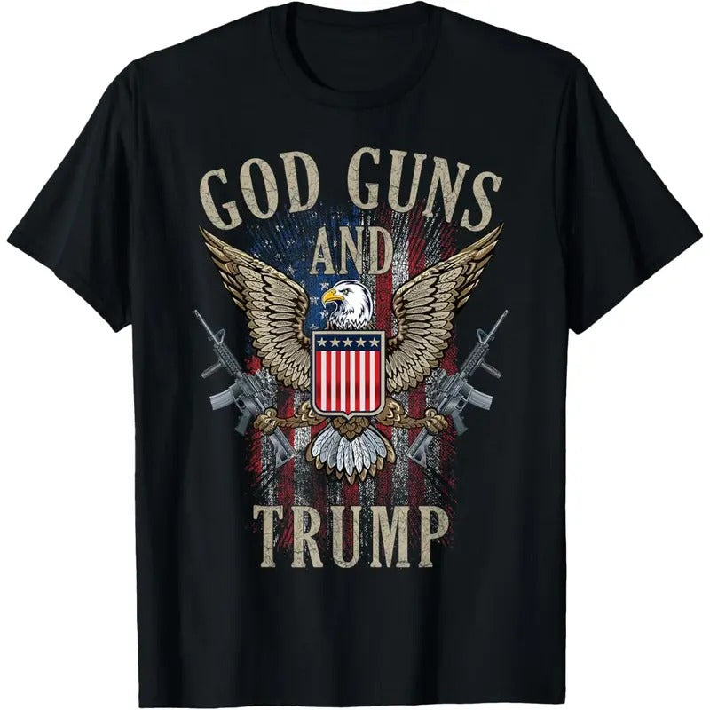 God Guns And Trump 2nd Amendment Flag AR15 American Flag T-Shirt made in usa Hoodie, Sweatshirt | TeeBloomCo.com