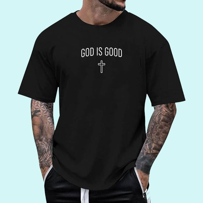God Is Good -Simple Christian Religious Cross Minimalist T-Shirt | Tee For Men and Women, Unisex Cotton Hoodie, Sweatshirt