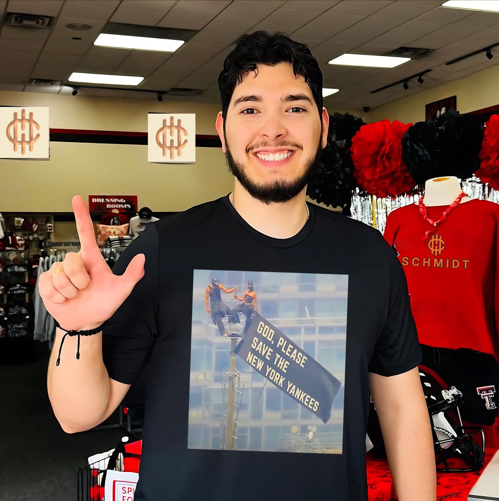 Empire State Building God Please Save the New York Yankees Flag shirt