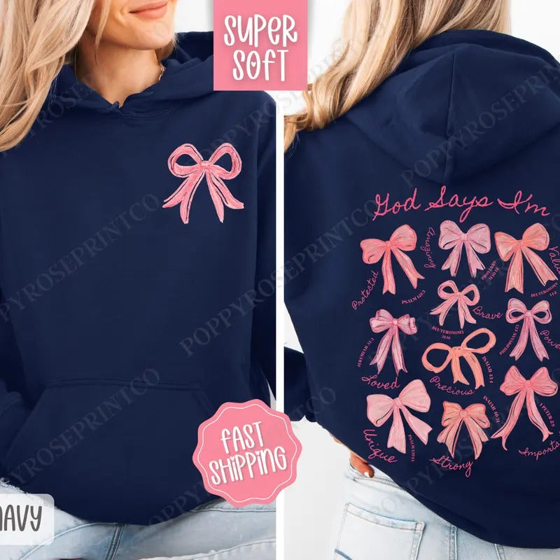 God Says I Am Hoodie, Religious Women's Hooded Sweatshirt, Trendy Women's Hoodie T-Shirts | TeeBloomCo.com