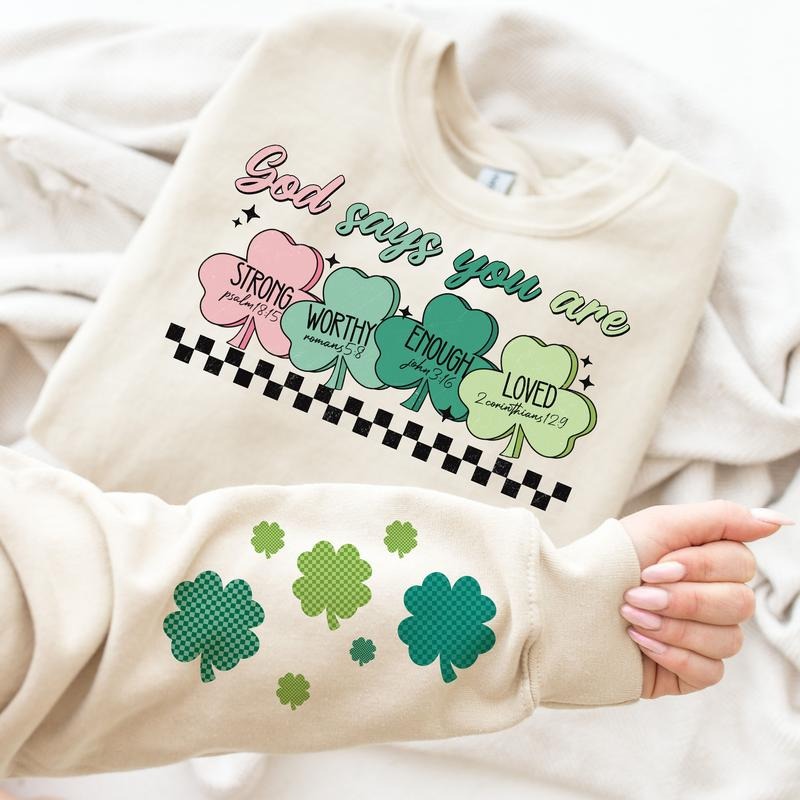 God Says You Are St Patrick's Day Checkered St Patty's Funny Sweatshirt T-Shirts, Hoodie | TeeBloomCo.com