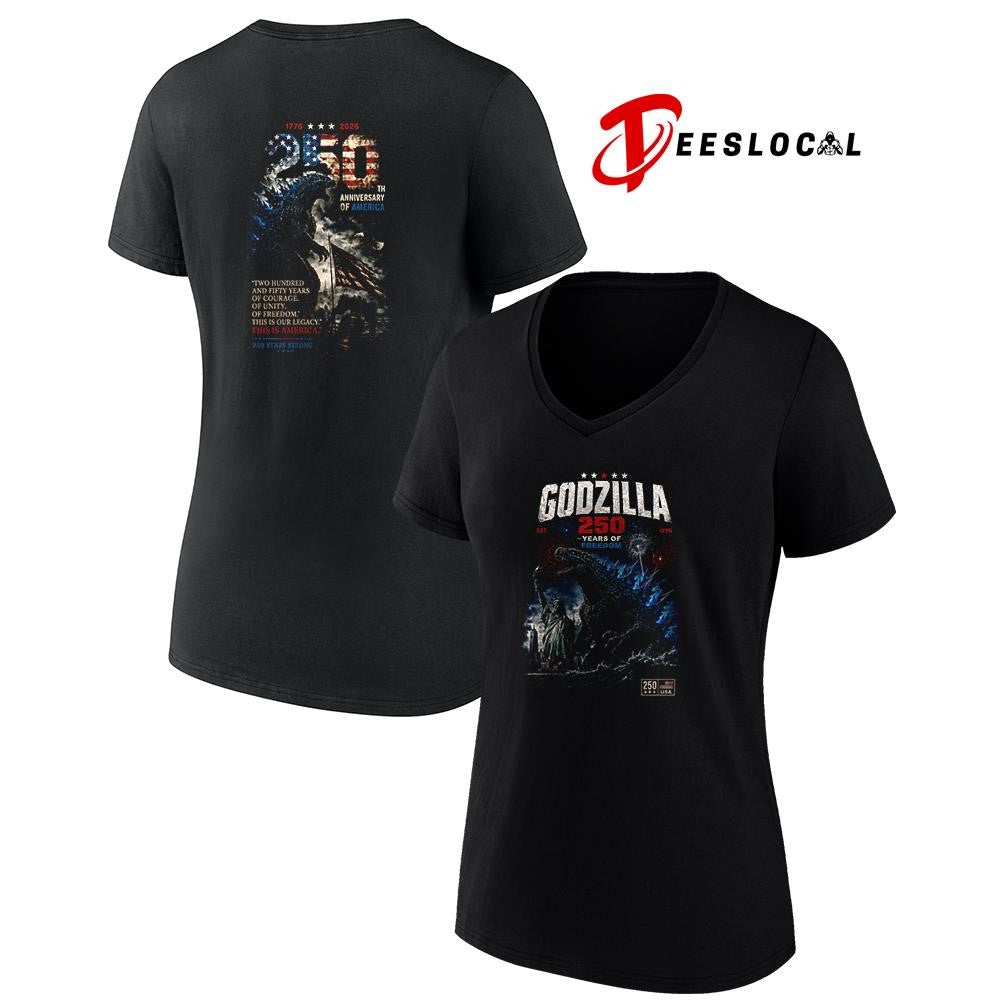 Godzilla 250 years of freedom two hundred and fifty years of courage of unity graphic shirt
