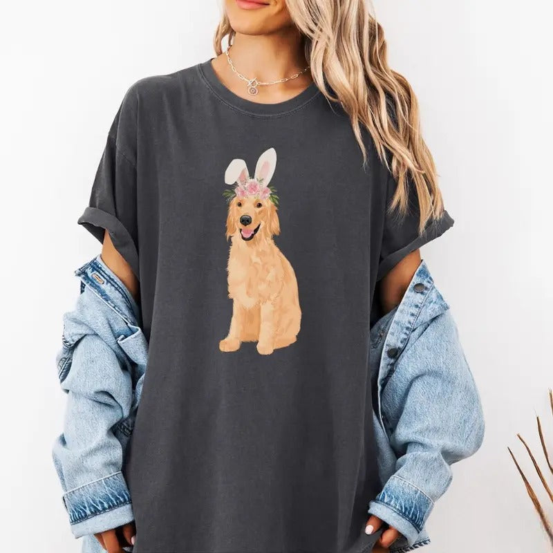 Golden Retriever Easter Shirt, Golden Retriever Gift, Trendy Easter Dog Shirt, Golden Retriever Dog Shirt, Gift for Dog...