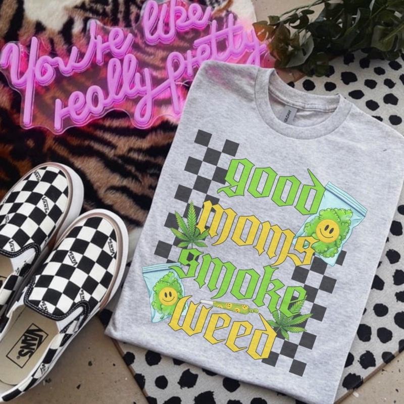 Good Moms Smoke  - Bleached Shirt - Gildan Hoodie, Sweatshirt | TeeBloomCo.com