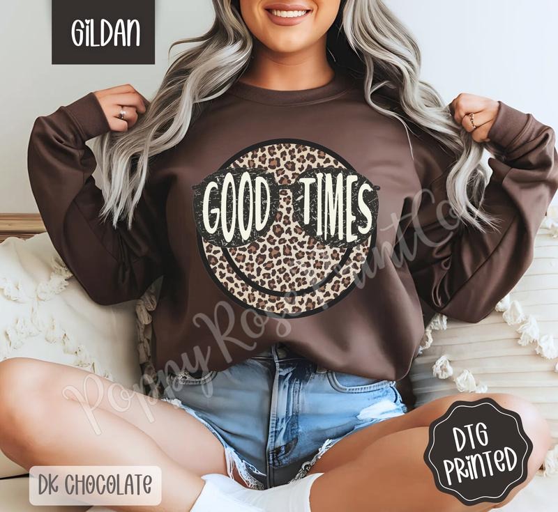 Good Times Smile Sweatshirt, Women's Graphic Sweatshirt T-Shirts, Hoodie | TeeBloomCo.com