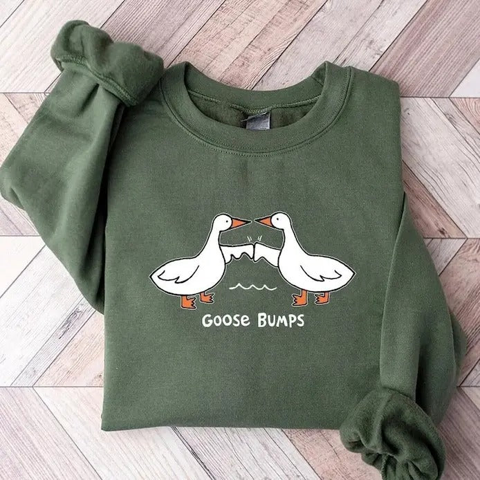 Goose Bumps Sweatshirt, Silly Goose Sweater, Funny Goose Sweatshirt, Goose Couple Shirt, Silly Goose Pullover, Unisex...