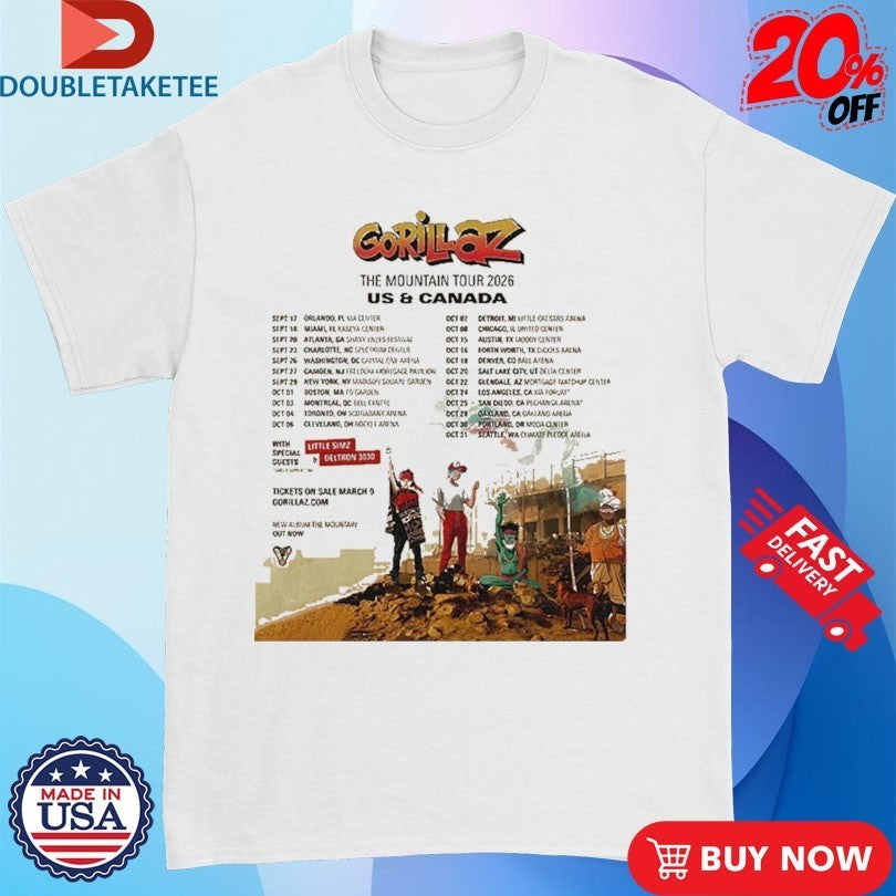 Gorillaz The Mountain Tour 2026 Dates US And Canada Shirts