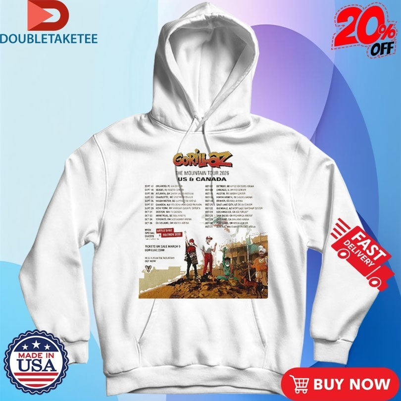 Gorillaz The Mountain Tour 2026 Dates US And Canada Shirts