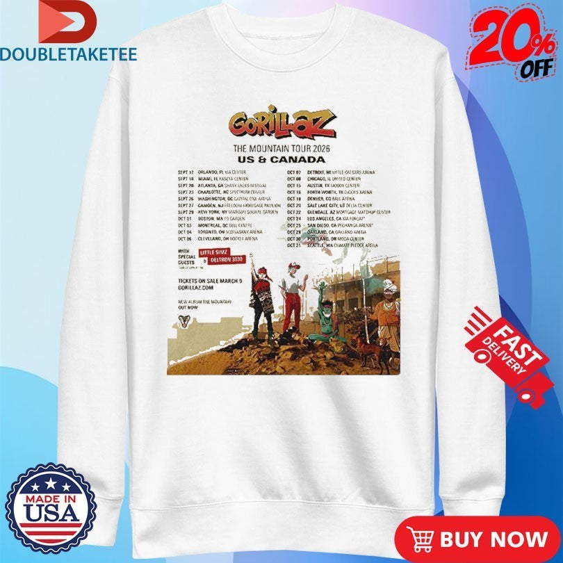 Gorillaz The Mountain Tour 2026 Dates US And Canada Shirts