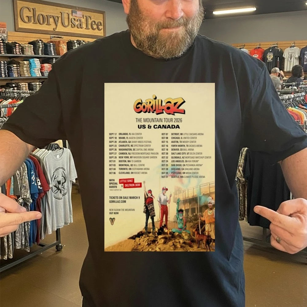 Gorillaz The Mountain US &amp; Canada 2026 Tour Poster Shirt