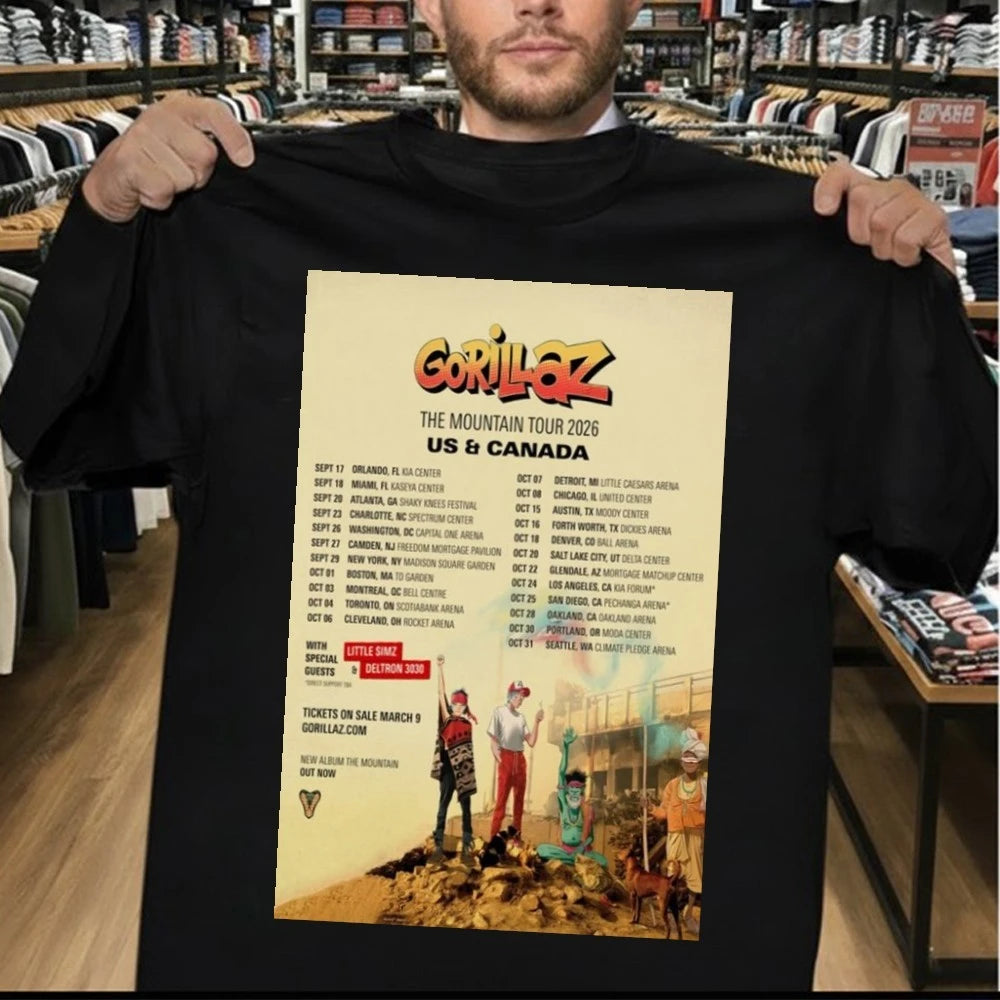Gorillaz The Mountain US &amp; Canada 2026 Tour Poster Shirt