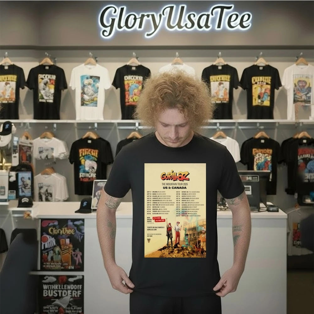 Gorillaz The Mountain US &amp; Canada 2026 Tour Poster Shirt