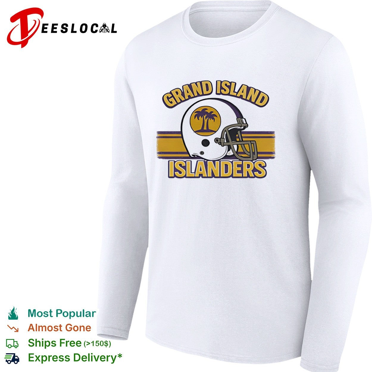 Grand Island Islanders Football Helmet Palm Tree shirt