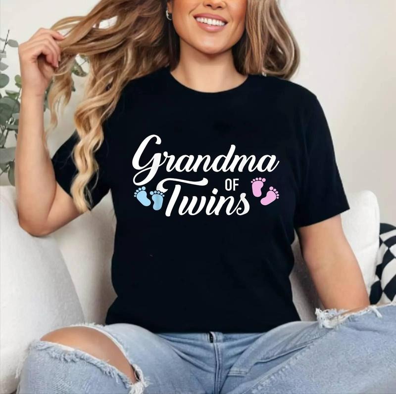 Grandma of twins T-Shirt | Cotton 100%, Crewneck, Top Womenswear Hoodie, Sweatshirt | TeeBloomCo.com