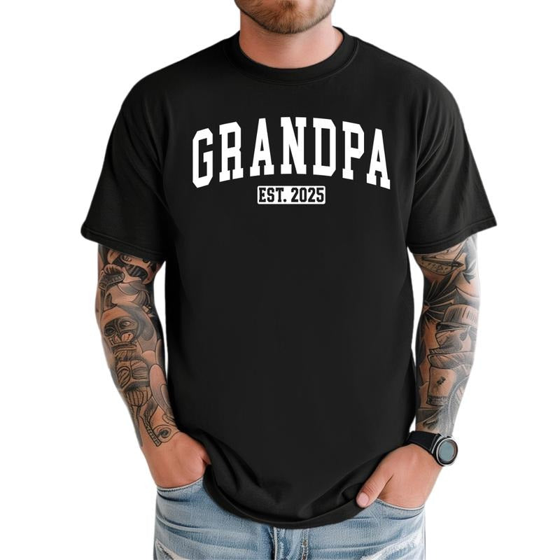 Grandpa Est 2025 Shirt, funny Grandpa Tshirt, Pregnancy Announcement Shirt, humorous Fathers Day Gift, New Grandfather...