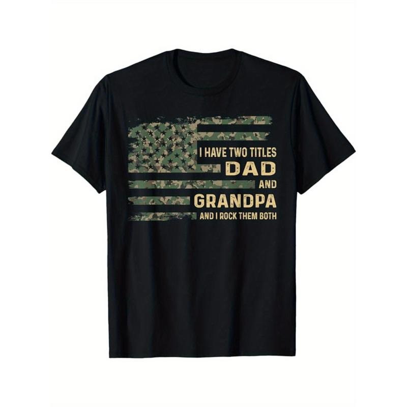 Grandpa Printed Men's Cotton Graphic T-shirt, Casual Short Sleeve Crew Neck Gamer T-shirt, Men's Tee For Outdoor made in...