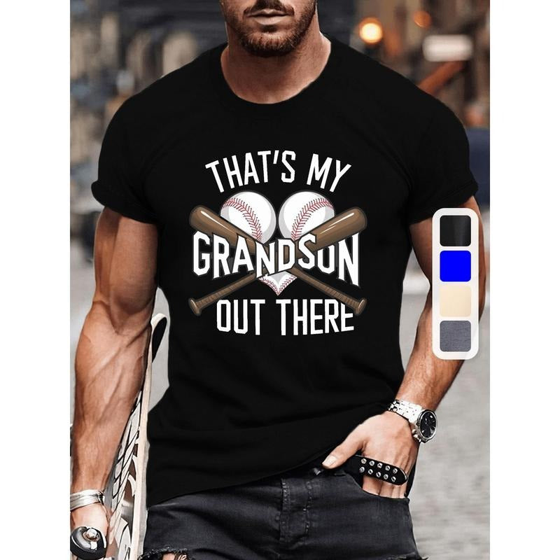 Grandson Baseball Fan Graphic Tee - Short Sleeve, Lightweight, Breathable, Casual Summer T-Shirt for Men