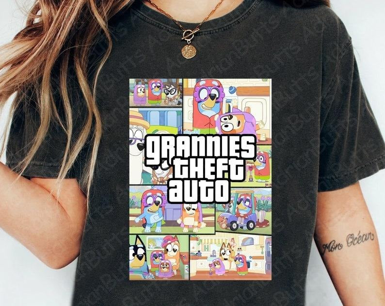 Grannies Theft Auto T-Shirt, Movies Characters, Trendy Bluey, Trendy Dog And Friends T-shirt Hoodie, Sweatshirt