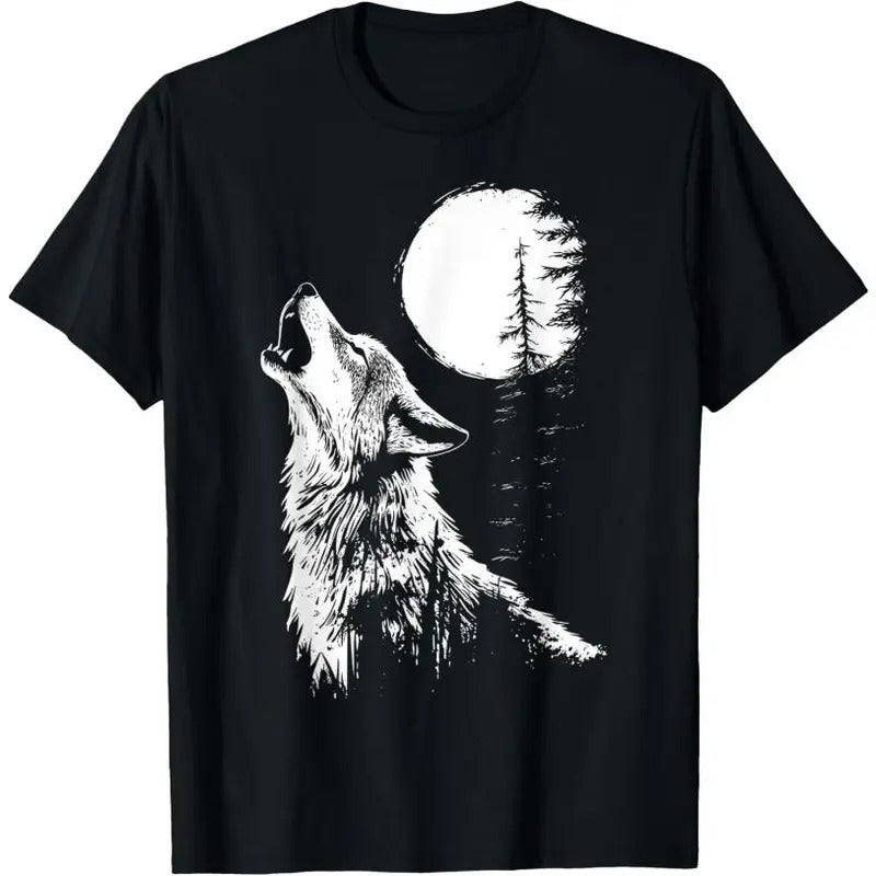 Graphic Tee Wolf Howling Moon Forest Nature Wildlife Animal T-Shirt Hoodie, Sweatshirt | TeeBloomCo.com