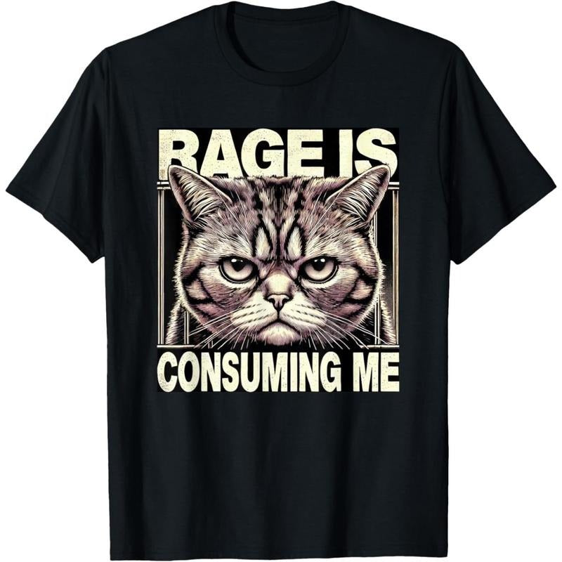 Graphic Tee Women Men Rage Is Consuming Me Funny Cat Meme T-Shirt made in usa Hoodie, Sweatshirt | TeeBloomCo.com