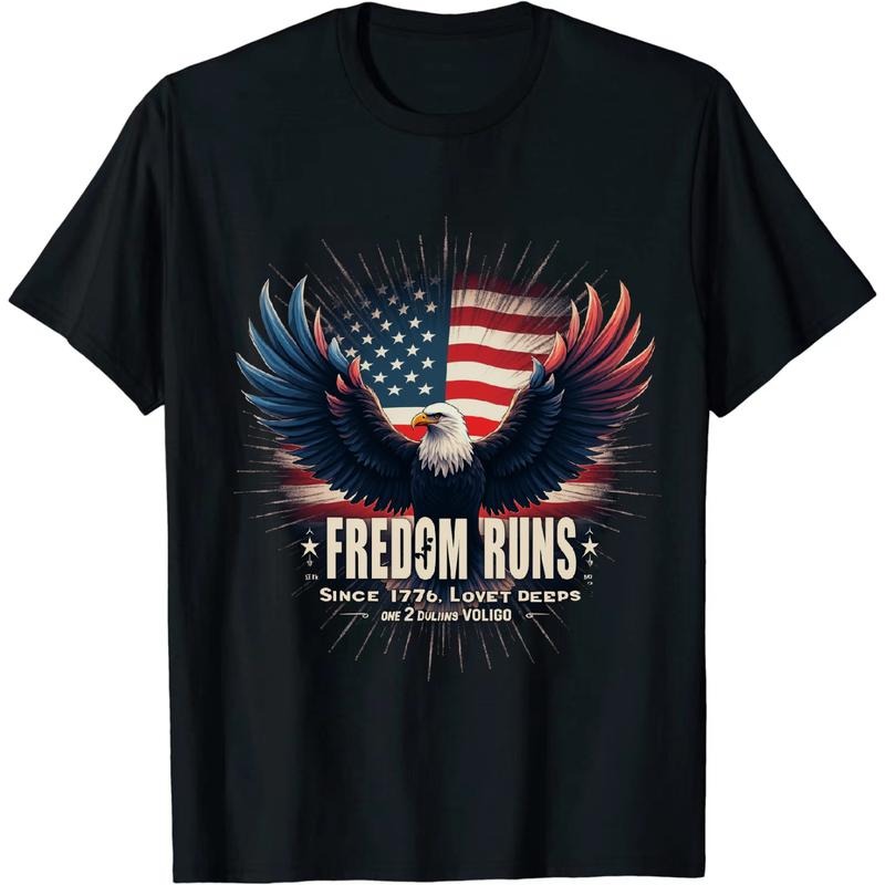 [Graphic Tees] Cotton Fashionable Independence Day T Shirt Highlighting Eagle And Freedom Symbolism Hoodie, Sweatshirt