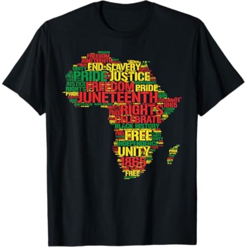 [Graphic Tees] Cotton Juneteenth Africa Map Words June 19th 1865 Men Women Kids T-Shirt Hoodie, Sweatshirt | TeeBloomCo.com