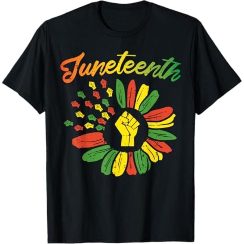 [Graphic Tees] Cotton Juneteenth Flag Fist Daisy 1865 Black Pride African Women T-Shirt Hoodie, Sweatshirt | TeeBloomCo.com