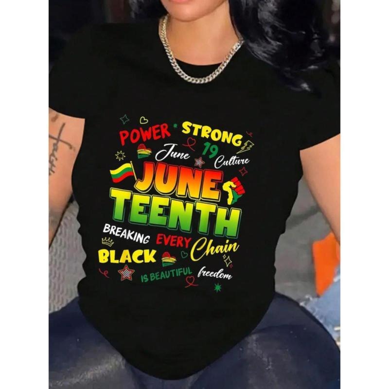 [Graphic Tees] Cotton Women's Juneteenth T-Shirt June 19th 1865 Freedom Day