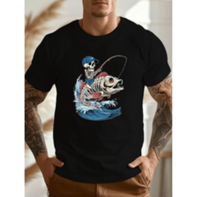 [Graphic Tees] Cotton mens  ing graphic t shirt casual crew neck short sleeve summer top with geometric   print...