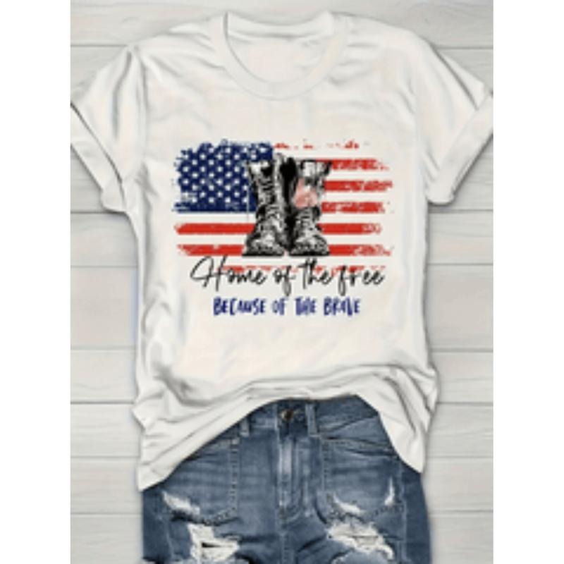 [Graphic Tees] Cotton vibrant american flag print v neck t shirt   and spandex blend   summer womens casual short sleeve...