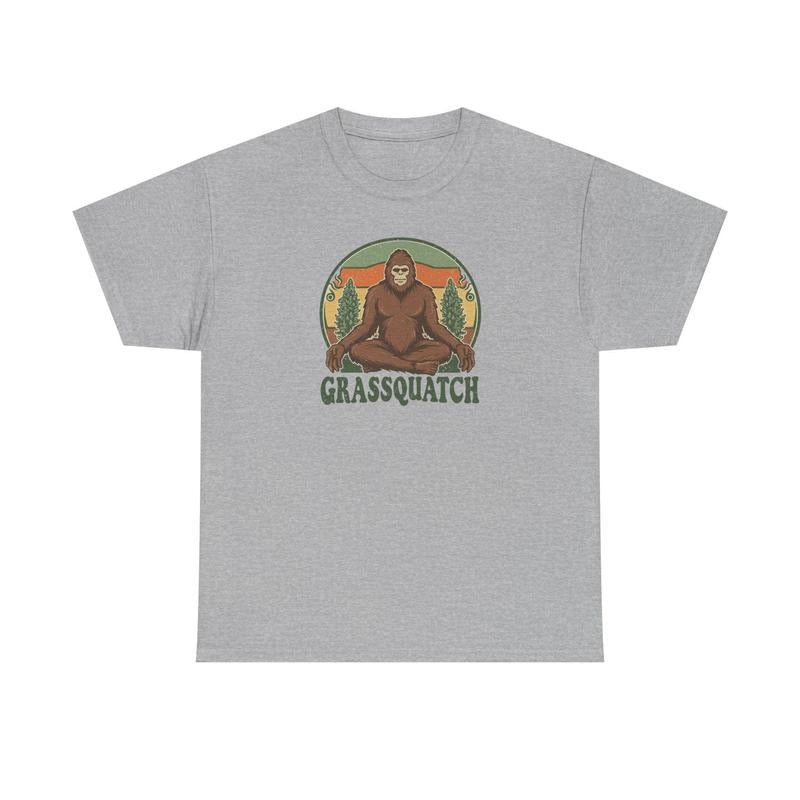 Grassquatch Funny Bigfoot Cotton T-shirt Stoner Bigfoot Shirt Retro 420 Top Vintage Comfortable Weed Shirt Marijuana...