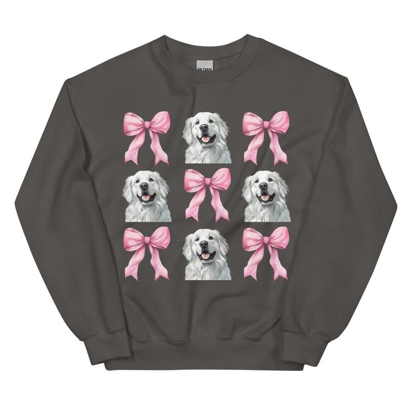 Great Pyrenees with Bows Sweatshirt ~ Sweatshirt Unisex Apparel Relaxed Fit Printed in the USA Clothing Womenswear Casual...