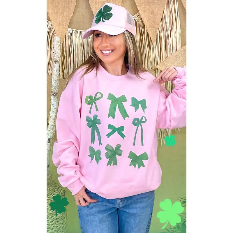 Green Bows St Patricks Day Graphic Sweatshirt T-Shirts, Hoodie | TeeBloomCo.com