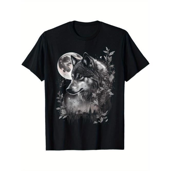 Grey Wolf Moon And Stars Graphic Tees Men T-Shirt Made in USA Hoodie, Sweatshirt | TeeBloomCo.com