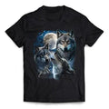 Grey Wolf Under Full Moon, Space, Galaxy, and Stars - Short-Sleeve Unisex T-Shirt Made in USA