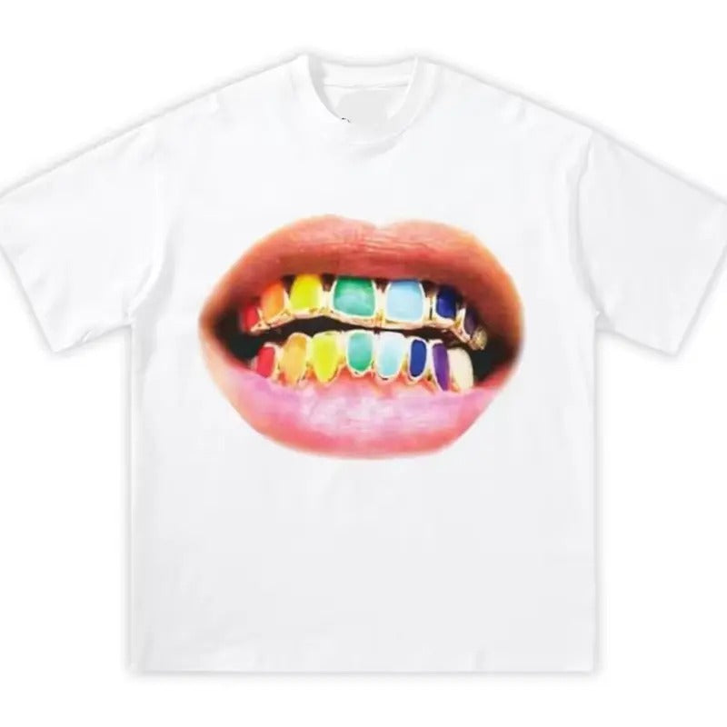 Grillz Mouth Boxy Tee Grillz White Shirt Hoodie, Sweatshirt | TeeBloomCo.com