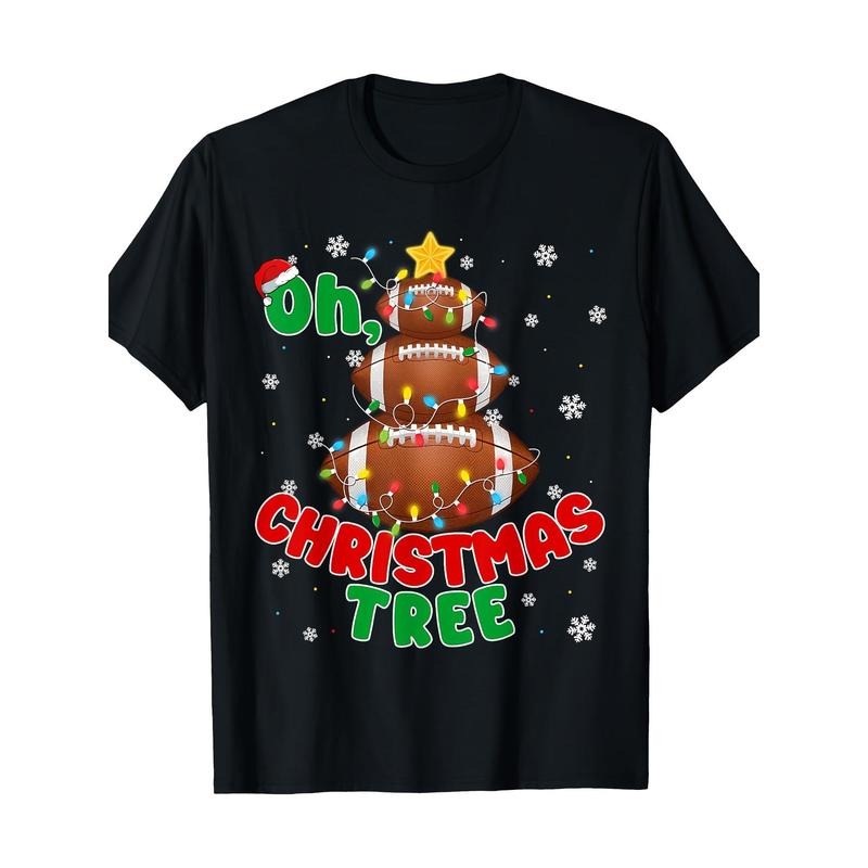 Groovy Oh Christmas Tree Xmas Football Santa T-Shirt-100% Cotton-220ghirt made in usa Hoodie, Sweatshirt | TeeBloomCo.com