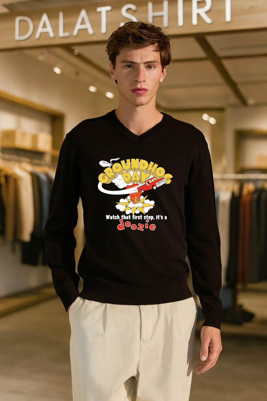 Groundhog Day Movie Bill Murray Driving Truck First Step Doozie shirt