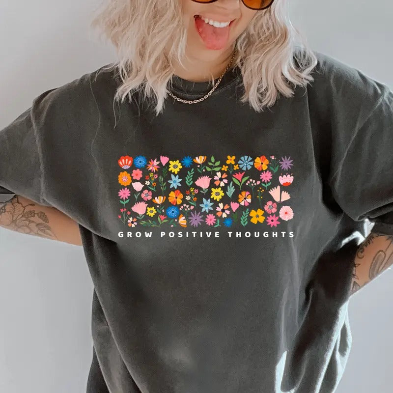 Grow Positive Thoughts Shirt~ Unisex Apparel Relaxed Fit Printed In The USA Clothing Womenswear Casual Comfort Cotton Top...