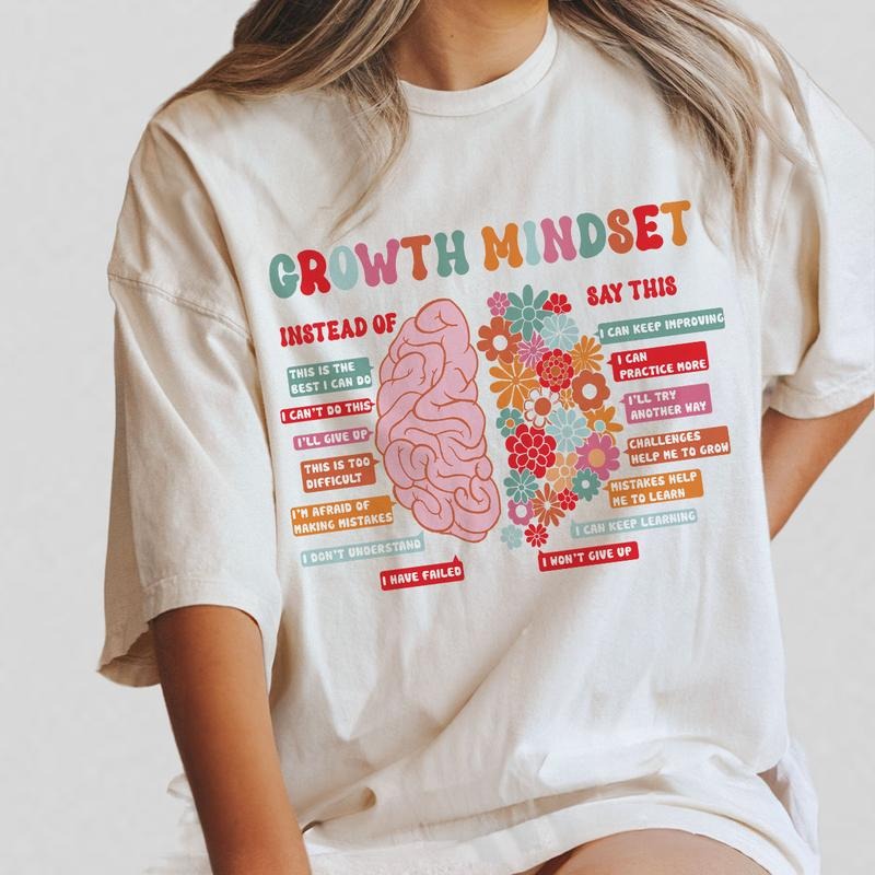 Growth Mindset Flower Brain Tshirt, Psychology Therapy Teacher Shirt, Back to School Shirt, Comfort Shirt for Teacher,...