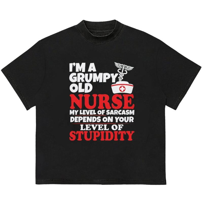 Grumpy Old Nurse T-Shirt Cotton and Machine Washable Trendy Cotton with Graphic Print Hoodie, Sweatshirt | TeeBloomCo.com