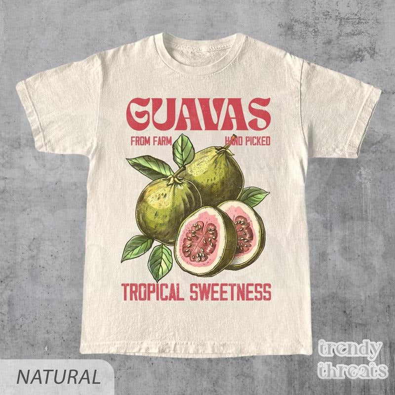 Guavas Retro Commercial Graphic Shirt, Vintages Guavas Label T-Shirt, Exotic Fruit Lover Tee, Cute Unisex Adult Graphic T...