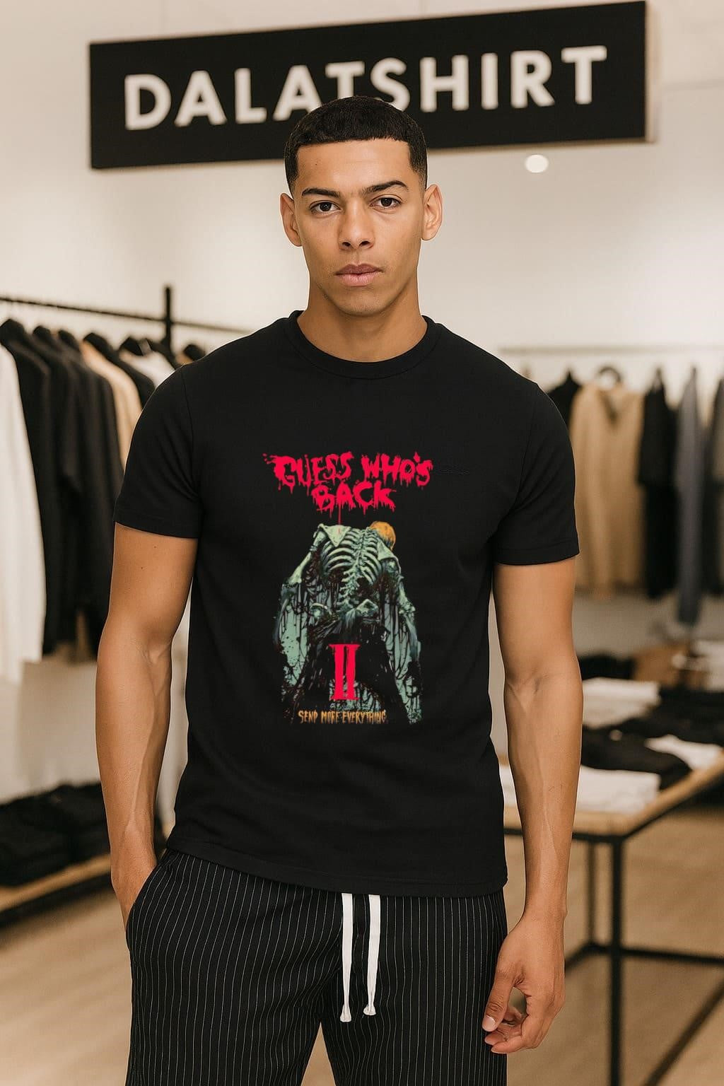 Guess Who’s Back II Send More Everything Skeleton Zombie Horror shirt
