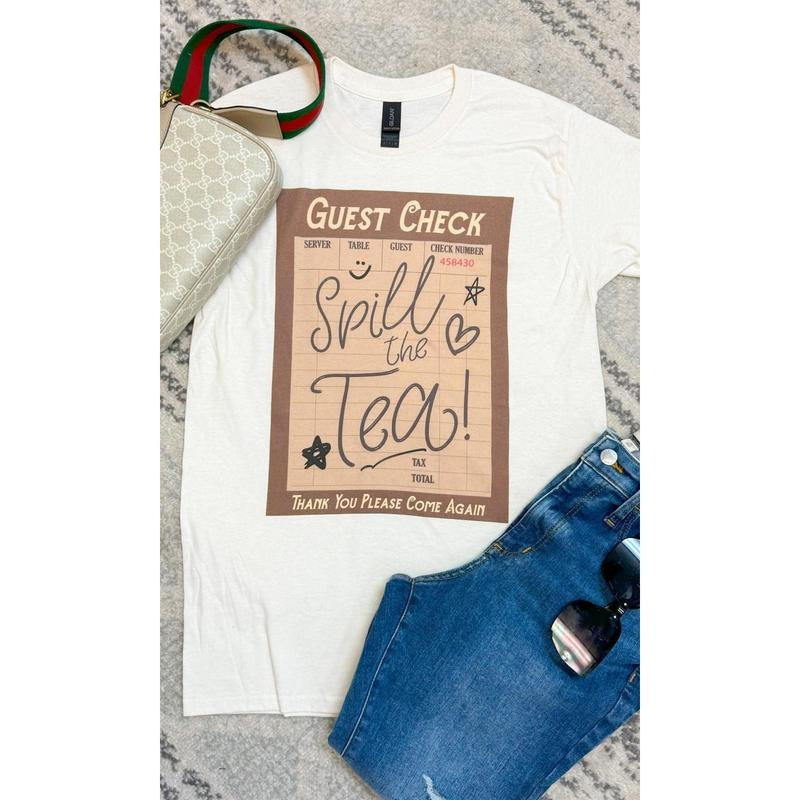 Guest Check T2D Spill the Tea Graphic T-Shirt Hoodie, Sweatshirt | TeeBloomCo.com