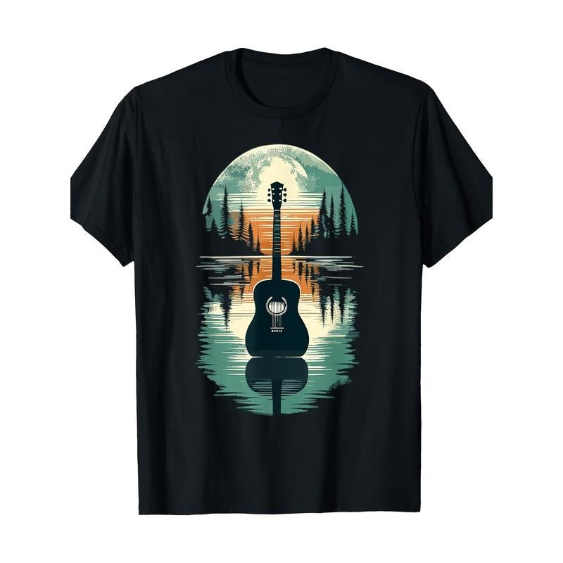 Guitar Lake Shadow Guitar Musician 100% cotton T-shirt Made in USA Hoodie, Sweatshirt | TeeBloomCo.com