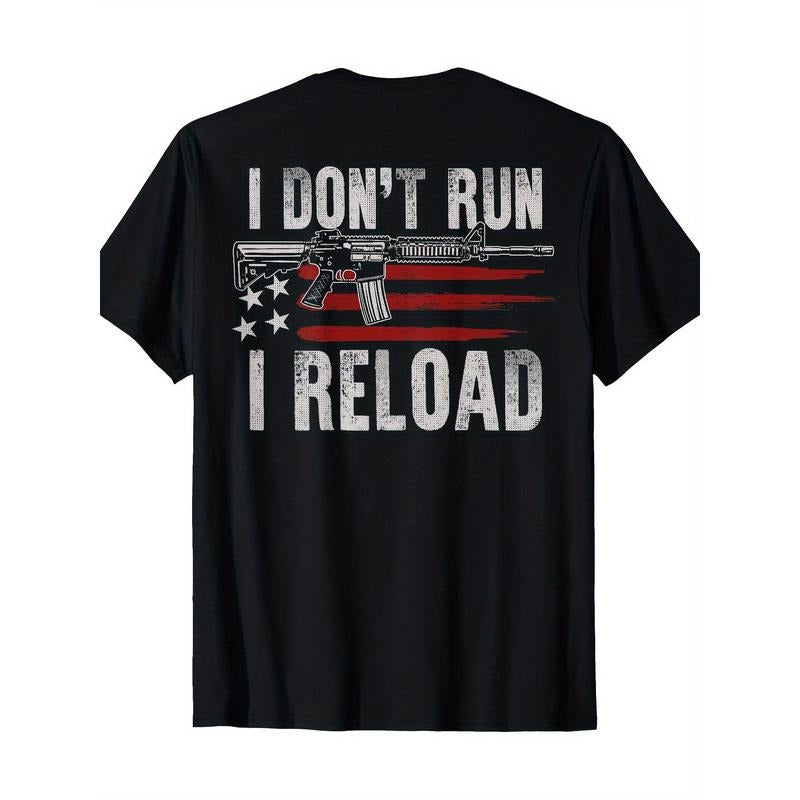 Gun American Flag I Don't Run I Reload I Dont Run T-Shirt 100%Cotton - 220g made in usa Hoodie, Sweatshirt | TeeBloomCo.com