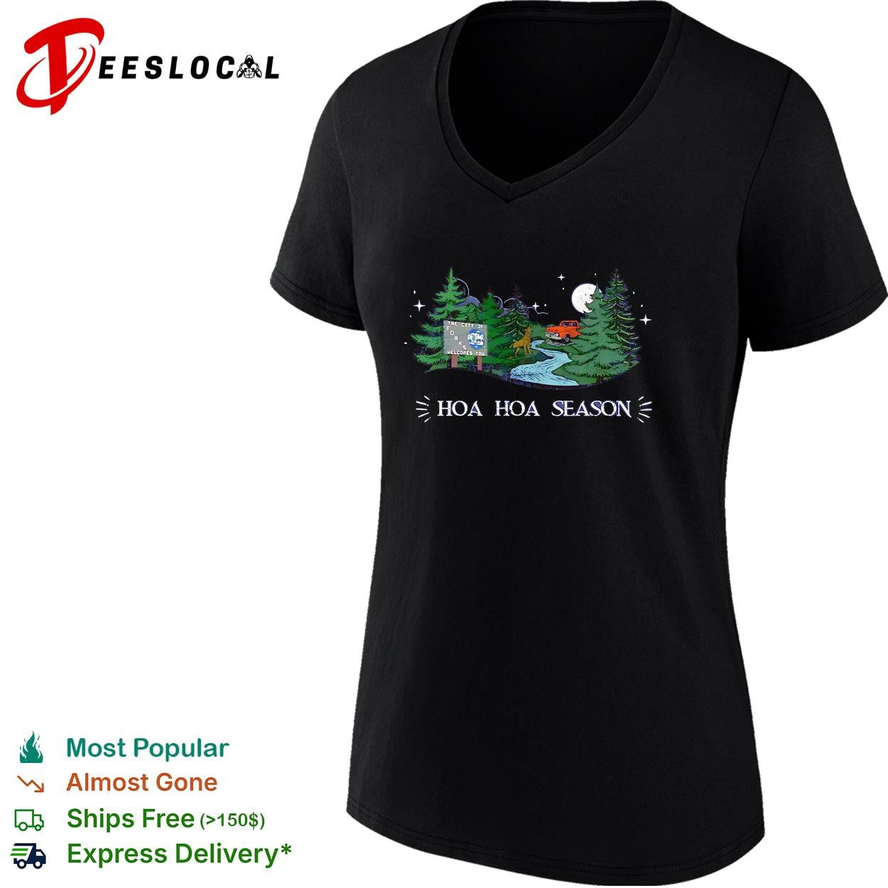 HOA season forest truck moon deer stream night scenic shirt