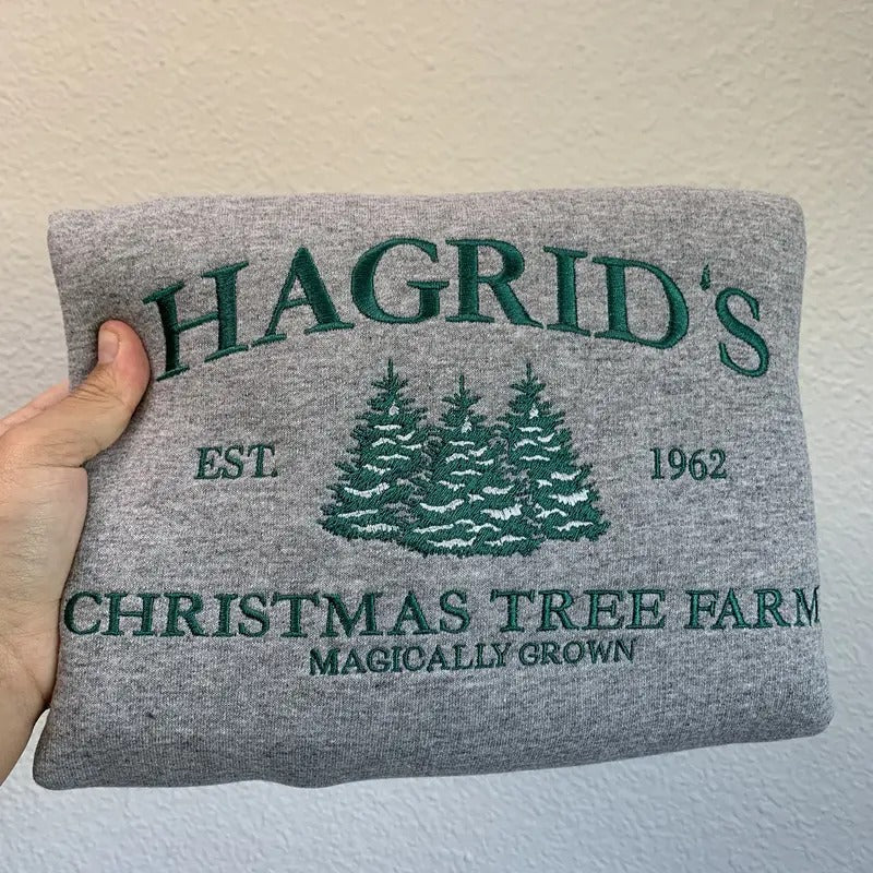 Hagrid's Christmas Tree Farm Embroidered Sweatshirt | Cozy Winter Sweater | Wizarding World Inspired | Holiday Apparel |...