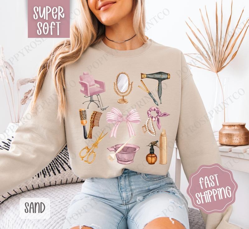 Hair Stylist Sweatshirt, Hairdresser Crewneck, Women's Sweatshirt T-Shirts, Hoodie | TeeBloomCo.com